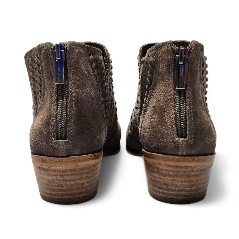 Vince Camuto Gray Suede Prasata Women's Perforated Ankle Bootie Boots Size 10 M